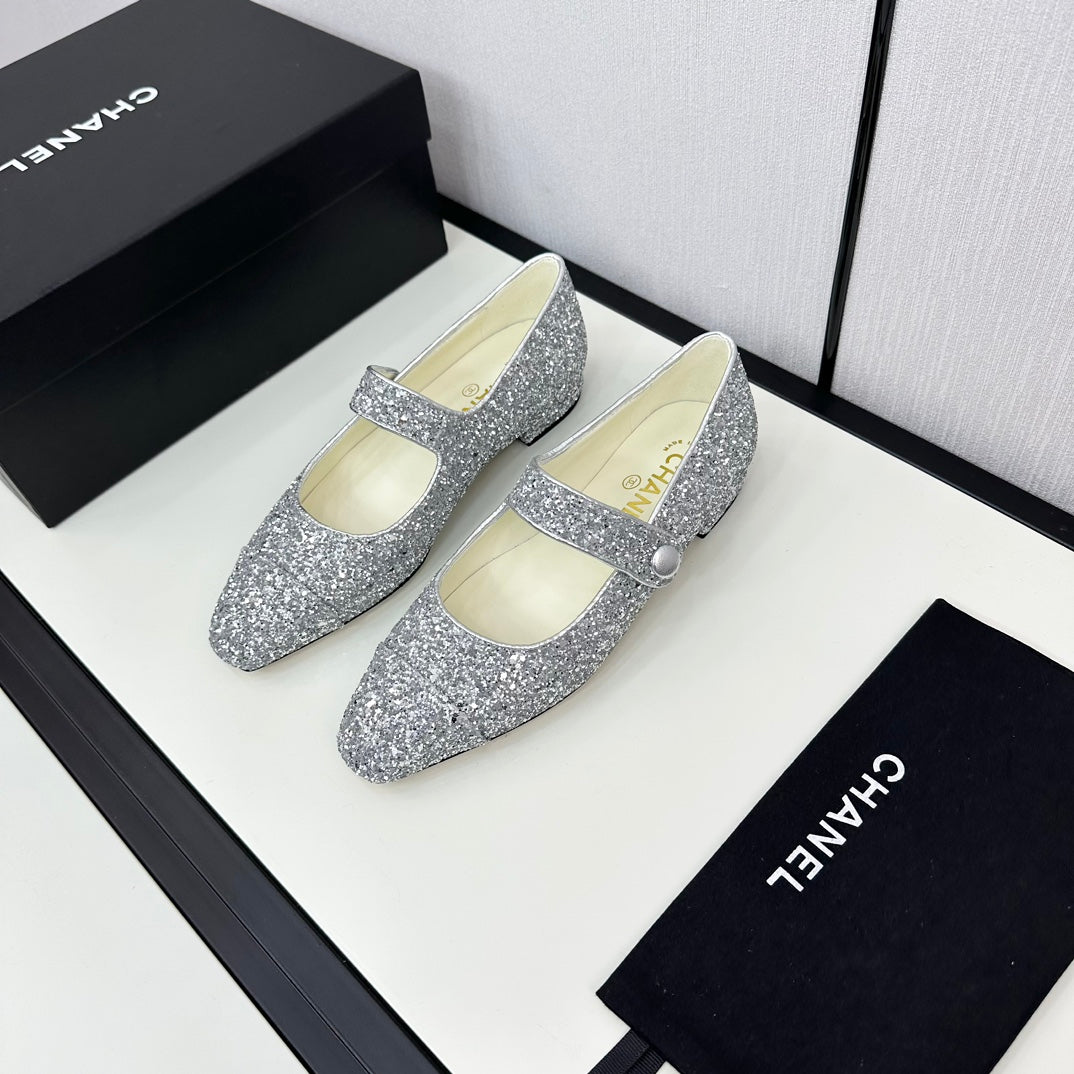 MARY JANE GLITTER SILVER CALFSKIN