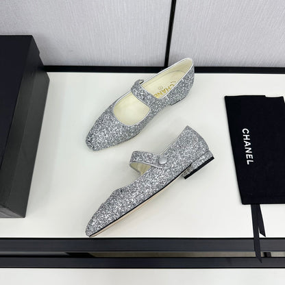 MARY JANE GLITTER SILVER CALFSKIN