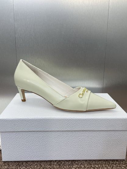 MY DD 25S HIGH HEEL 55MM IN WHITE CALFSKIN GOLD LOGO
