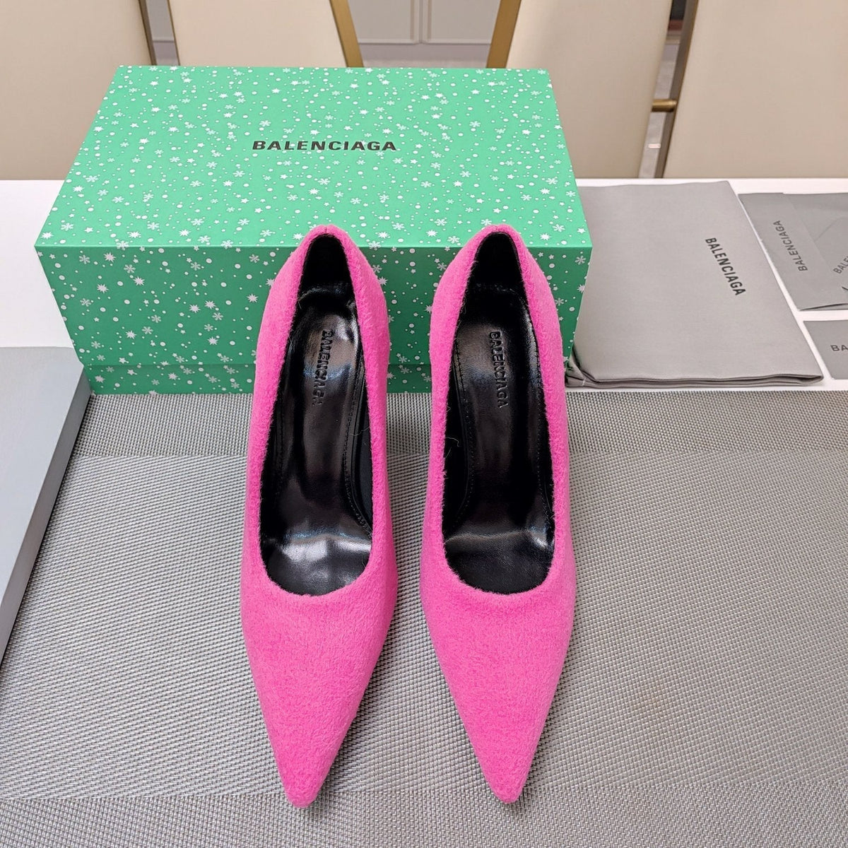 HIGH HEEL PUMPS 90MM IN PINK WOOL