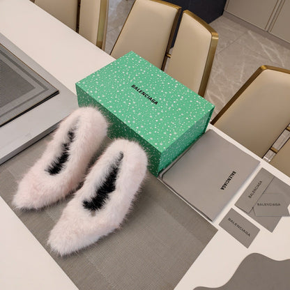 FURRY PUMPS 90MM IN HEAVEN PINK FOX FUR
