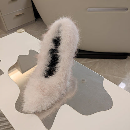 FURRY PUMPS 90MM IN HEAVEN PINK FOX FUR