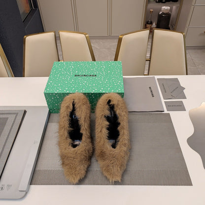 FURRY PUMPS 90MM IN BROWN FOX FUR