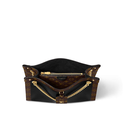 NOVA PM 31 IN BLACK CALFSKIN AND BROWN MONOGRAM CANVAS TRIM