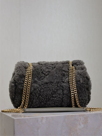 JAMIE BAG 20 IN DARK GRAY LAMB WOOL