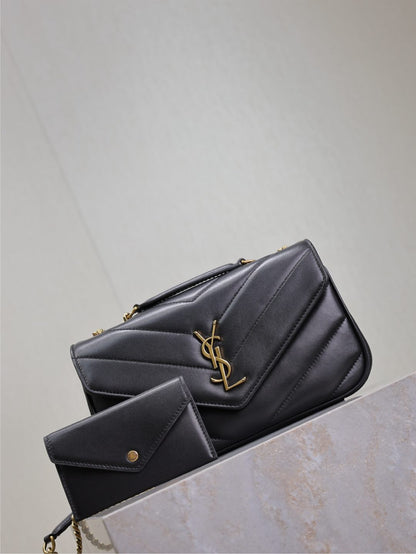 LOULOU SMALL 24 IN BLACK SHEEPSKIN GOLD HARDWARE