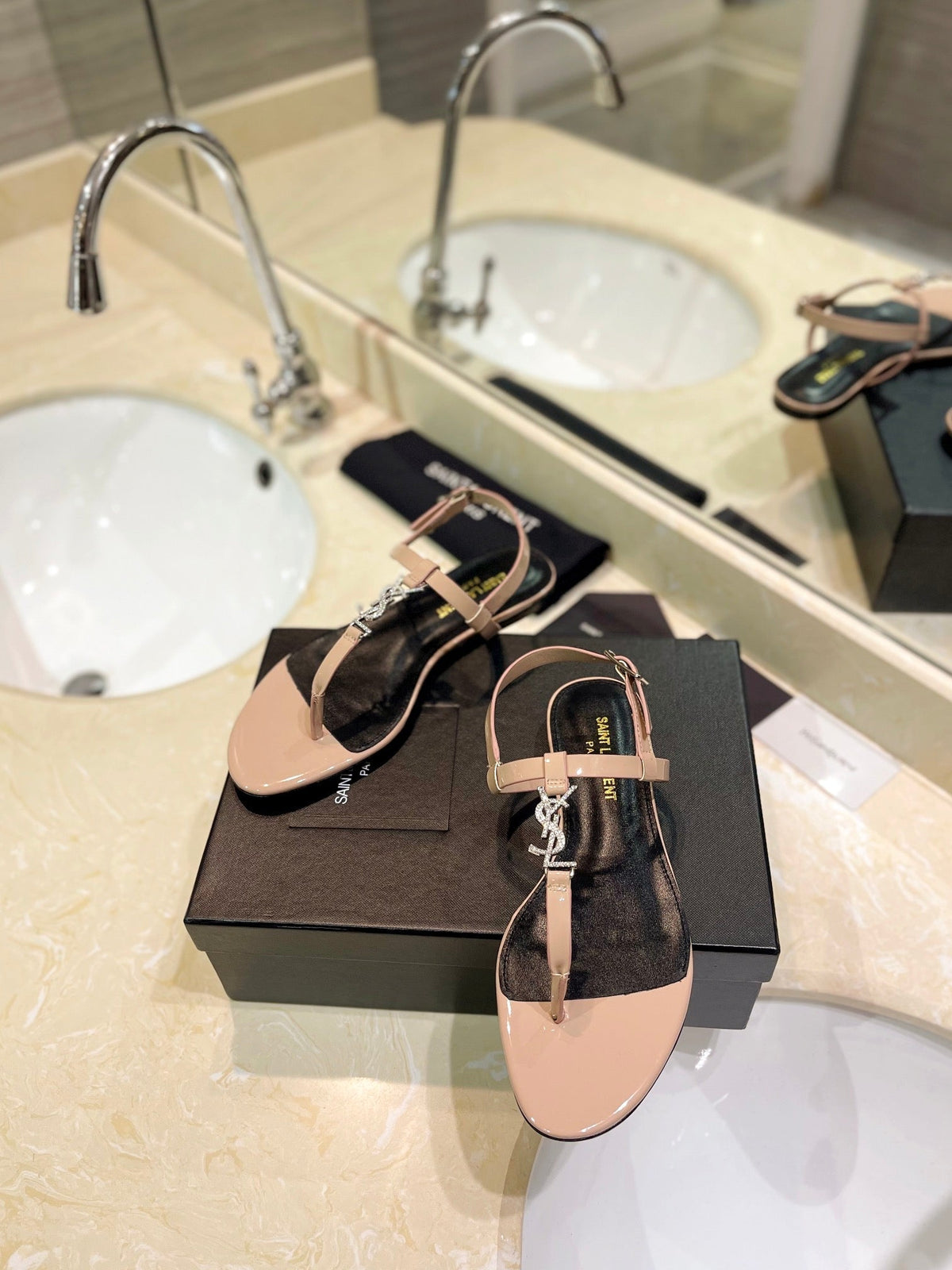 SL CASSANDRA SANDALS TAN POLISHED CALFSKIN