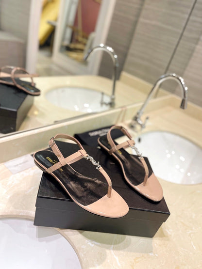 SL CASSANDRA SANDALS TAN POLISHED CALFSKIN