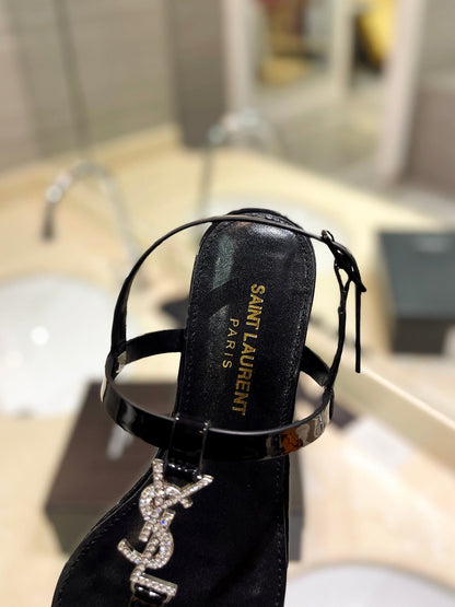 SL CASSANDRA SANDALS BLACK POLISHED CALFSKIN