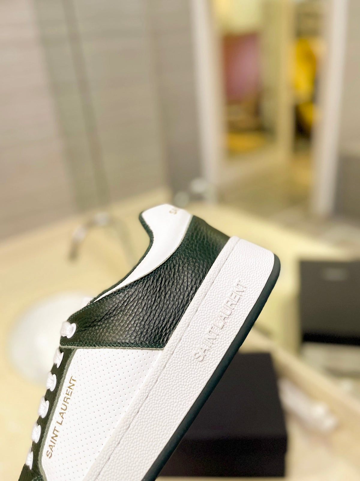 SL SL/61 SNEAKERS DARK GREEN AND WHITE CALFSKIN
