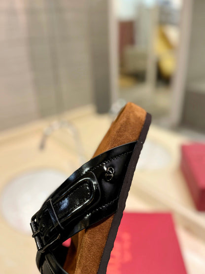 CROSSOVER - STRAP BLACK CALFSKIN SLIDE