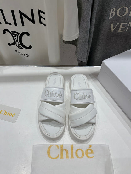 MILA PLATFORM 5 CM IN WHITE NYLON WITH EMBROIDERED LOGO