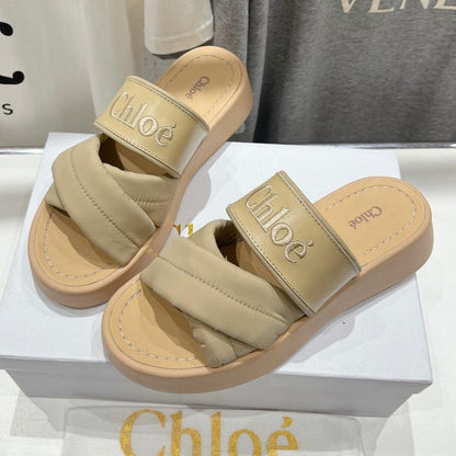 MILA PLATFORM 5 CM IN OYSTER GREY NYLON WITH EMBROIDERED LOGO