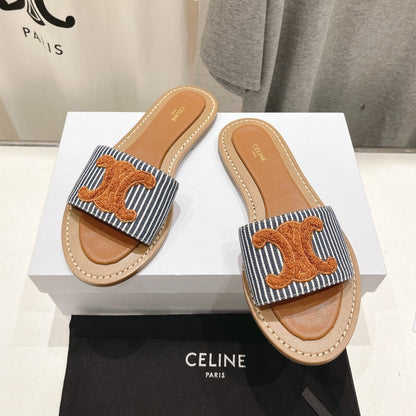 LYMPIA MULE IN TRIOMPHE JACQUARD WOOLLEN FABRIC BROWN BLACK CARO