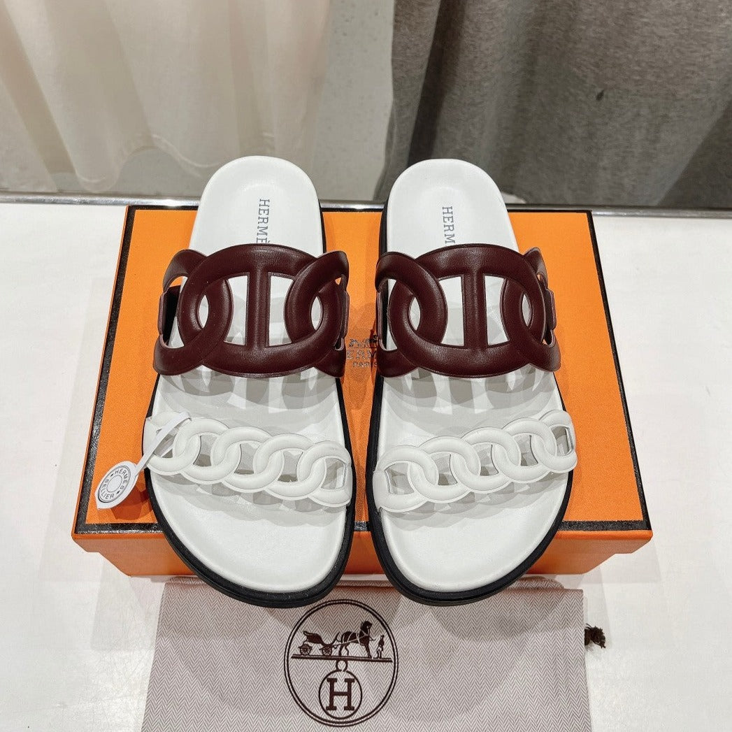 EXTRA SANDAL WHITE MIX BROWN CALFSKIN