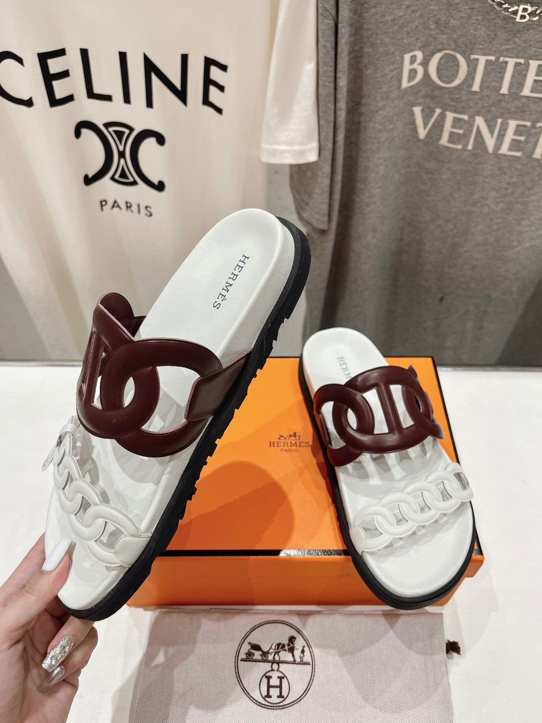 EXTRA SANDAL WHITE MIX BROWN CALFSKIN