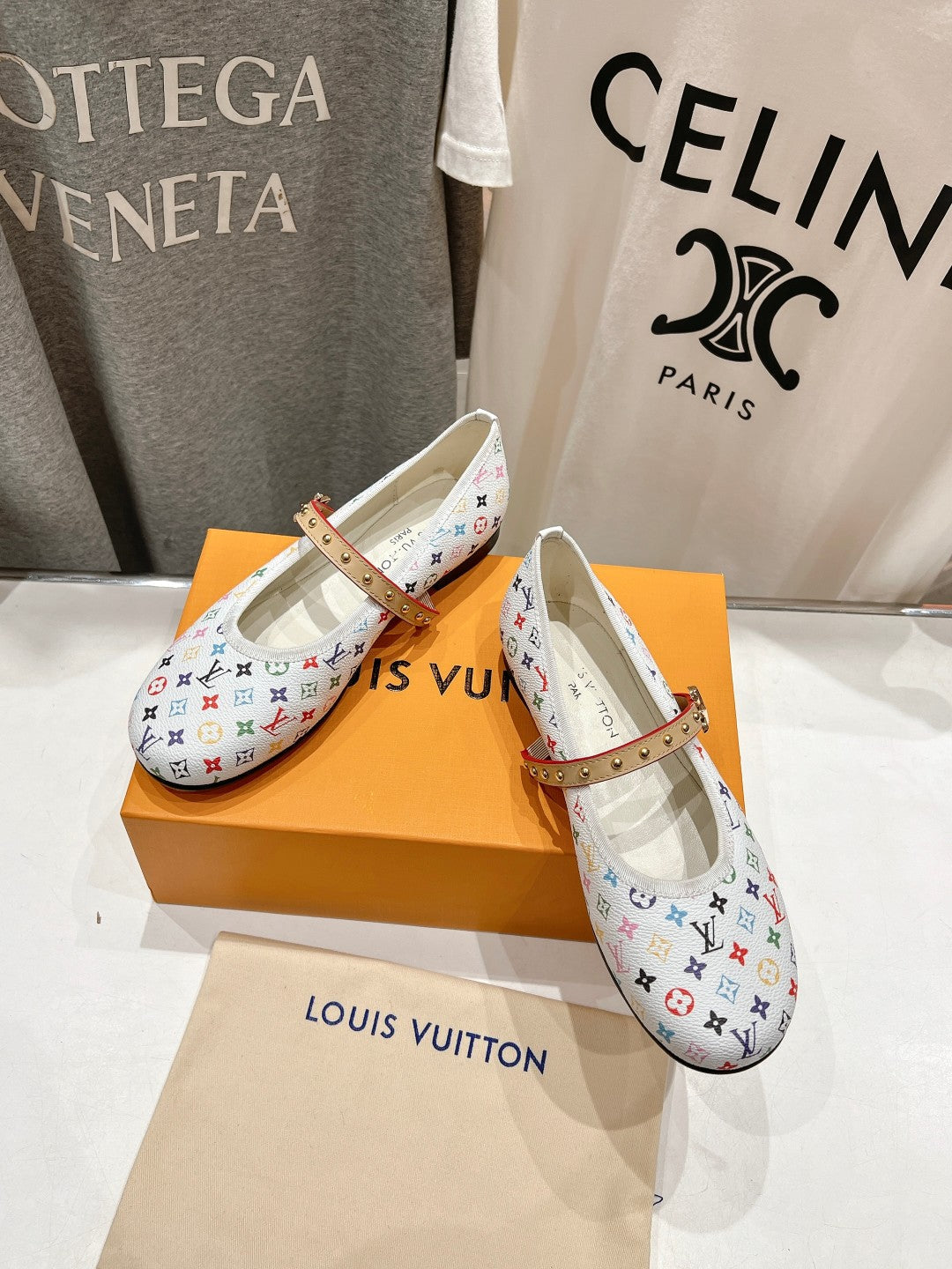 MARY JANE FLAT IN WHITE MONOGRAM CALFSKIN