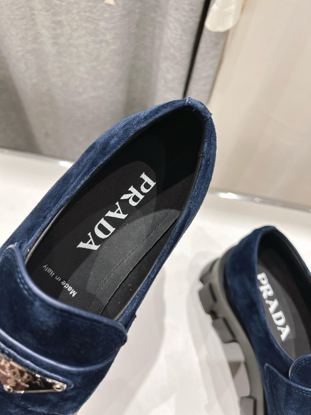 MONOLITH LOAFERS IN NAVY BLUE SUEDE