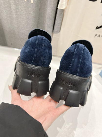 MONOLITH LOAFERS IN NAVY BLUE SUEDE
