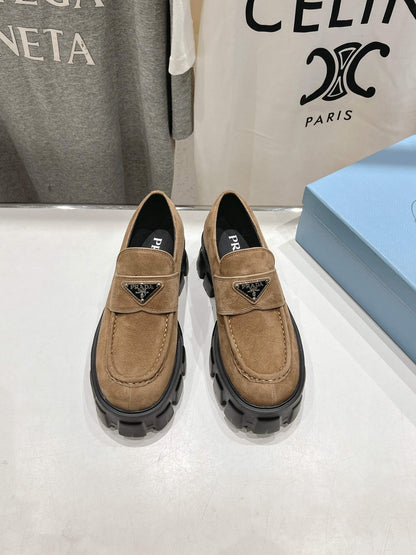 MONOLITH LOAFERS IN CAMEL BEIGE SUEDE