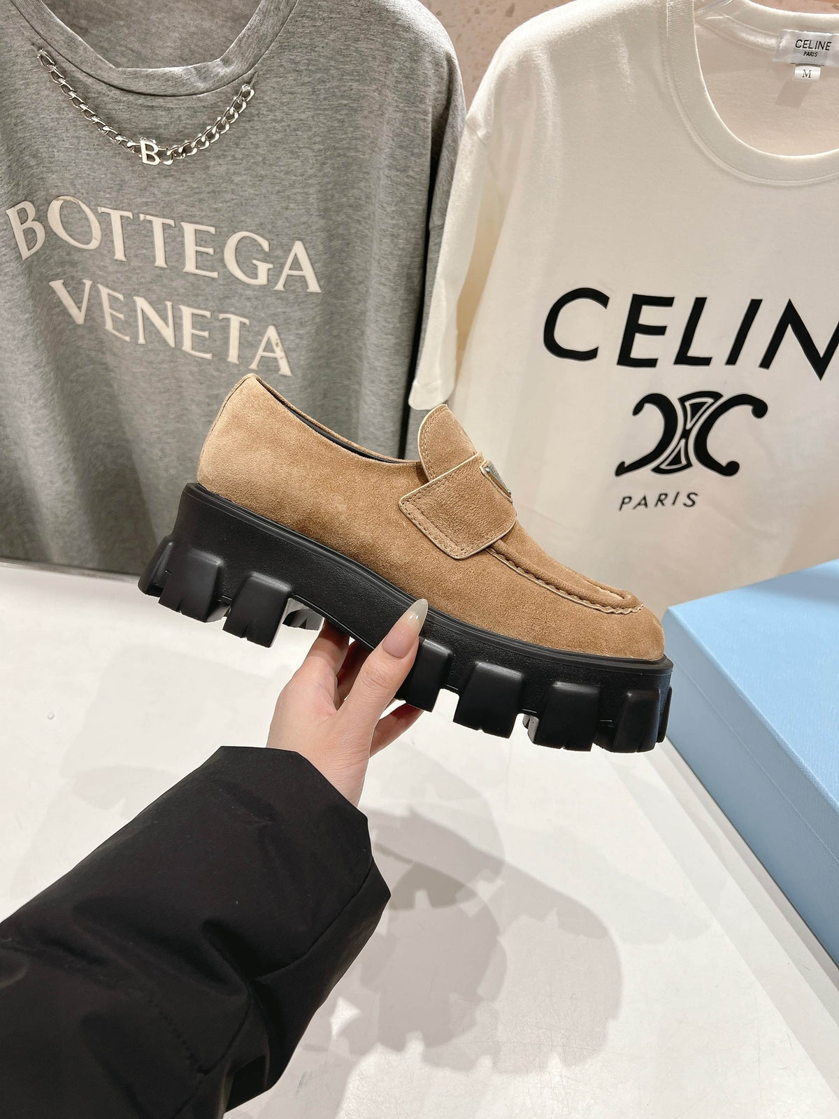 MONOLITH LOAFERS IN CAMEL BEIGE SUEDE