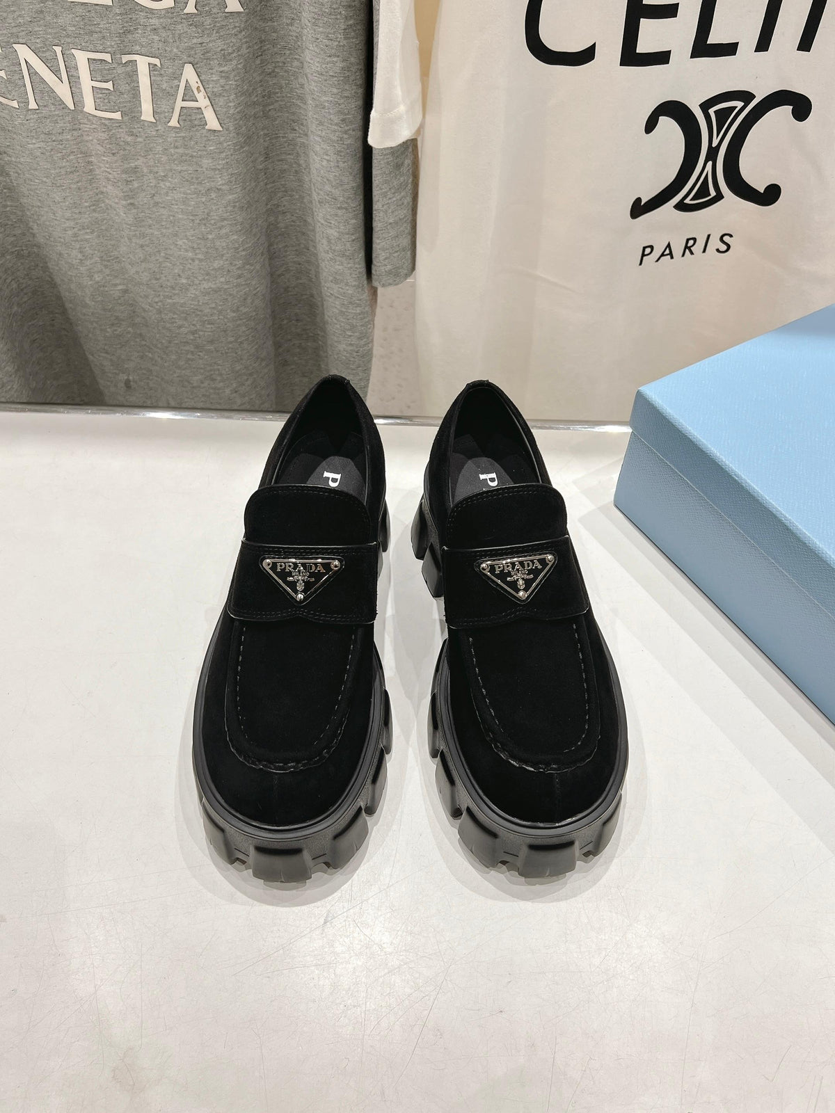 MONOLITH LOAFERS IN BLACK SUEDE