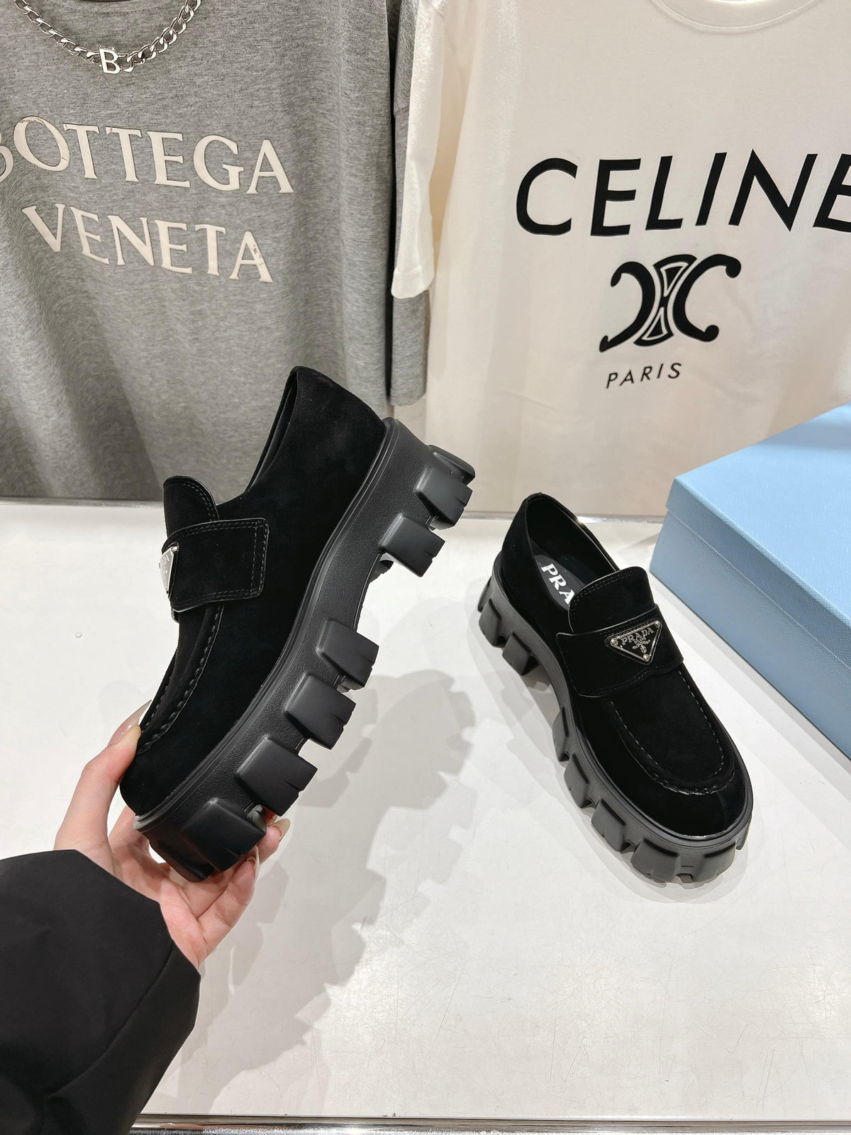 MONOLITH LOAFERS IN BLACK SUEDE