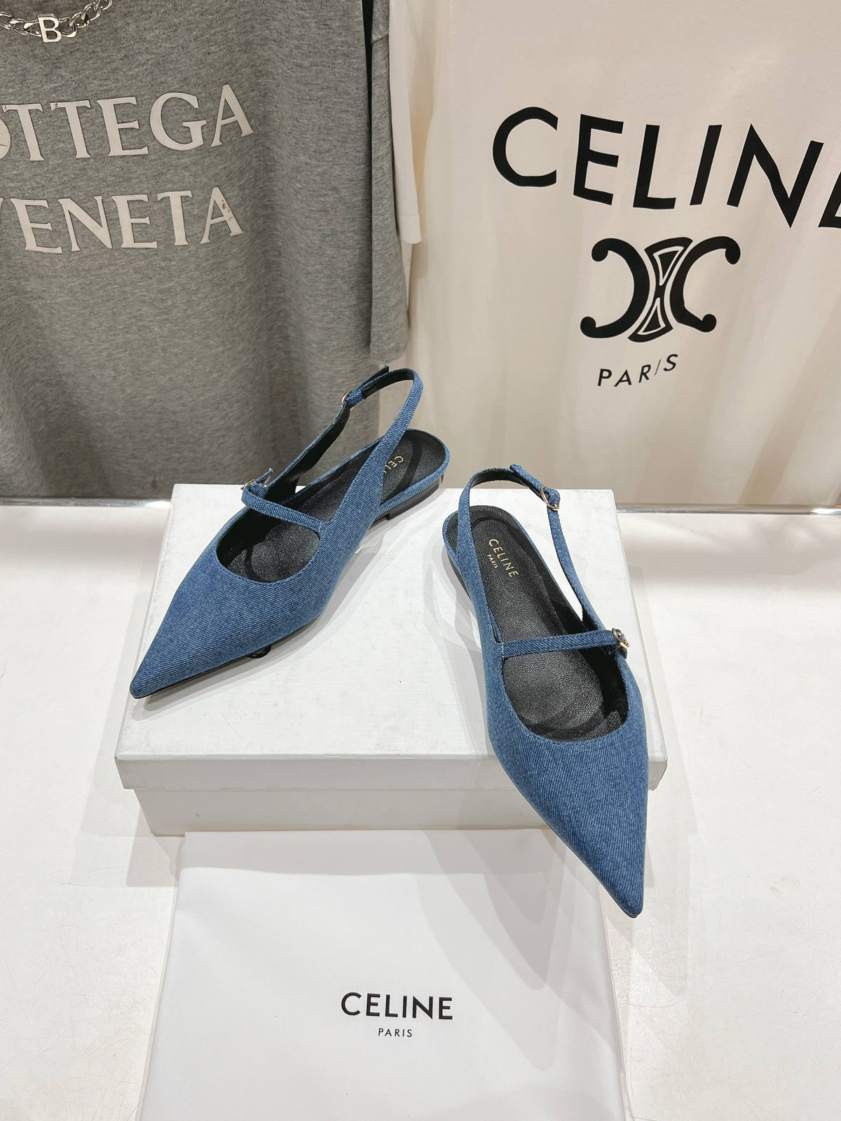 JUDY FLAT SLINGBACK IN BLUE DENIM