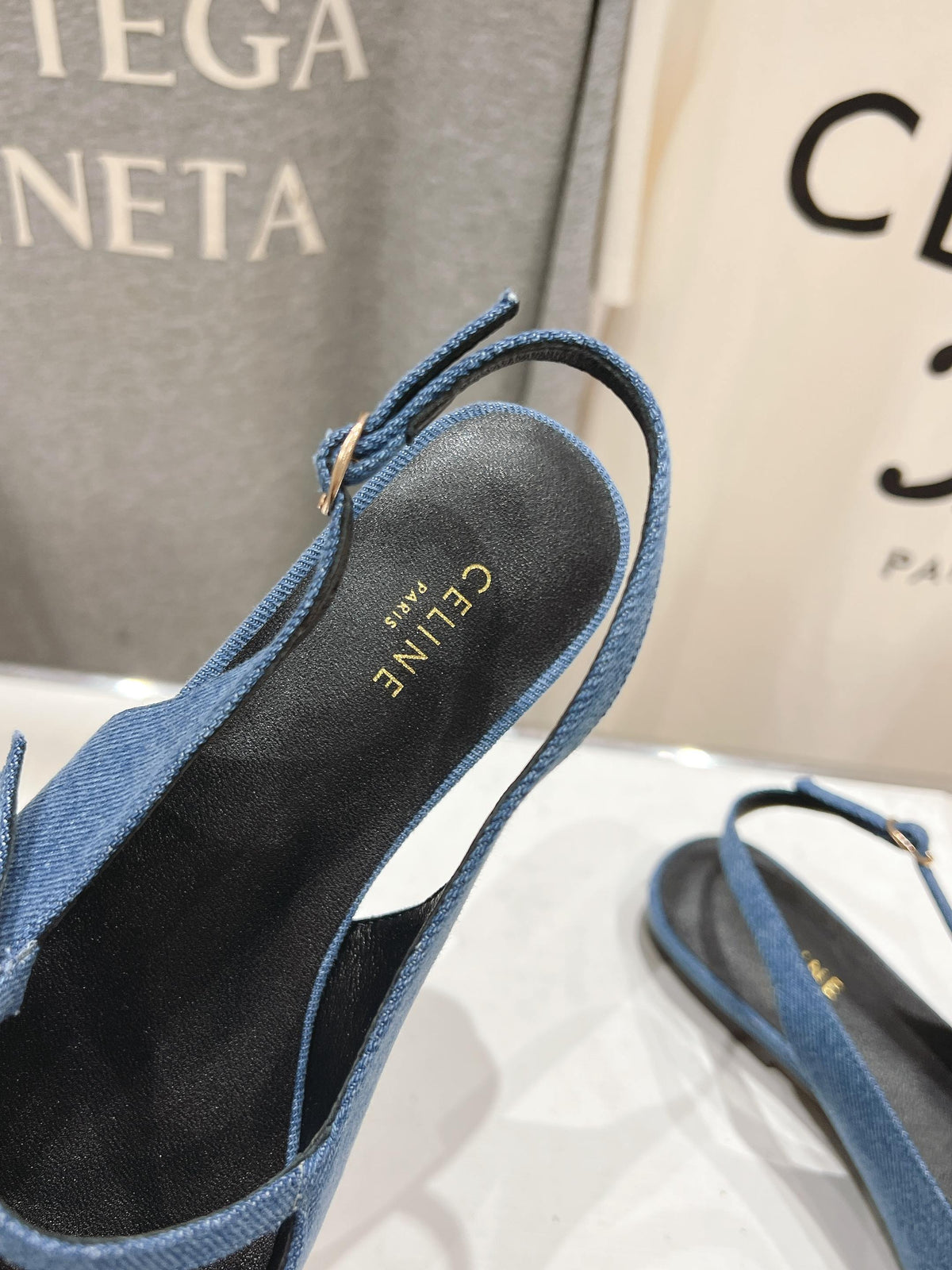 JUDY FLAT SLINGBACK IN BLUE DENIM