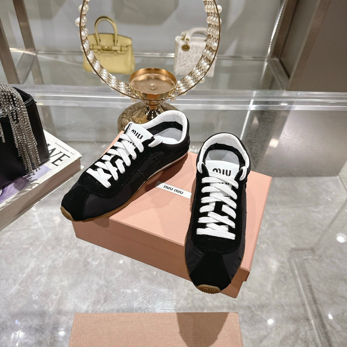 PLUME NAPPA SNEAKERS IN BLACK SUEDE AND CANVAS