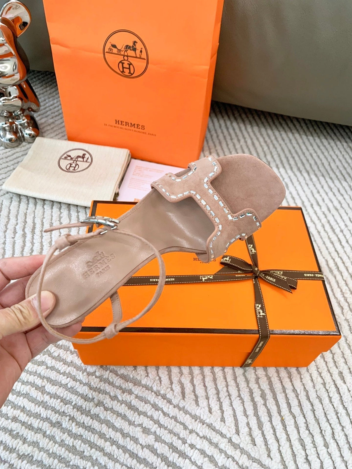 HIGH SANDAL 8.5 CM IN PEACH PINK SUEDE