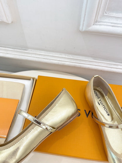 LV WOMEN ROMY FLAT BALLERINA IN GOLDEN METALLIC LAMBSKIN