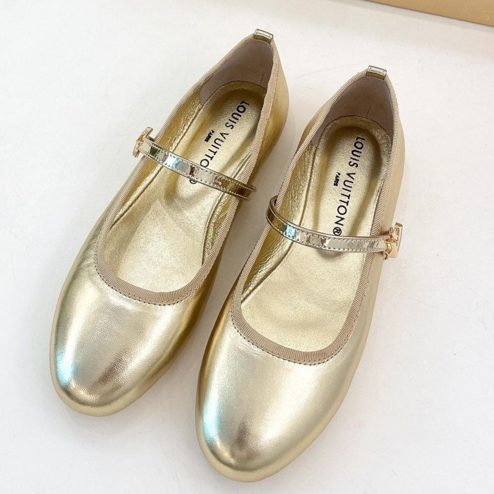 LV WOMEN ROMY FLAT BALLERINA IN GOLDEN METALLIC LAMBSKIN