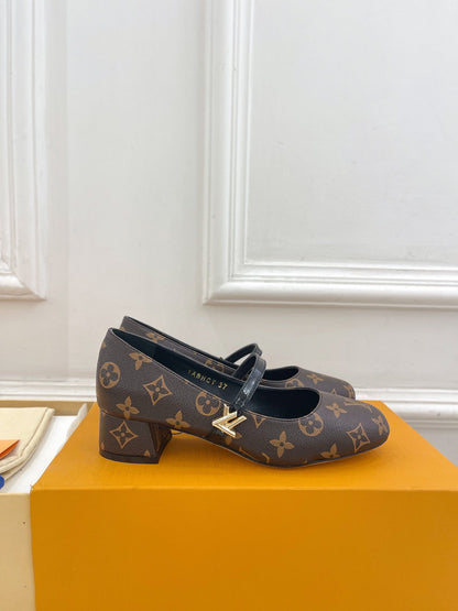 LV WOMEN ROMY HIGH BALLERINA IN CHOCOLATE BROWN MONOGRAM LAMBSKIN