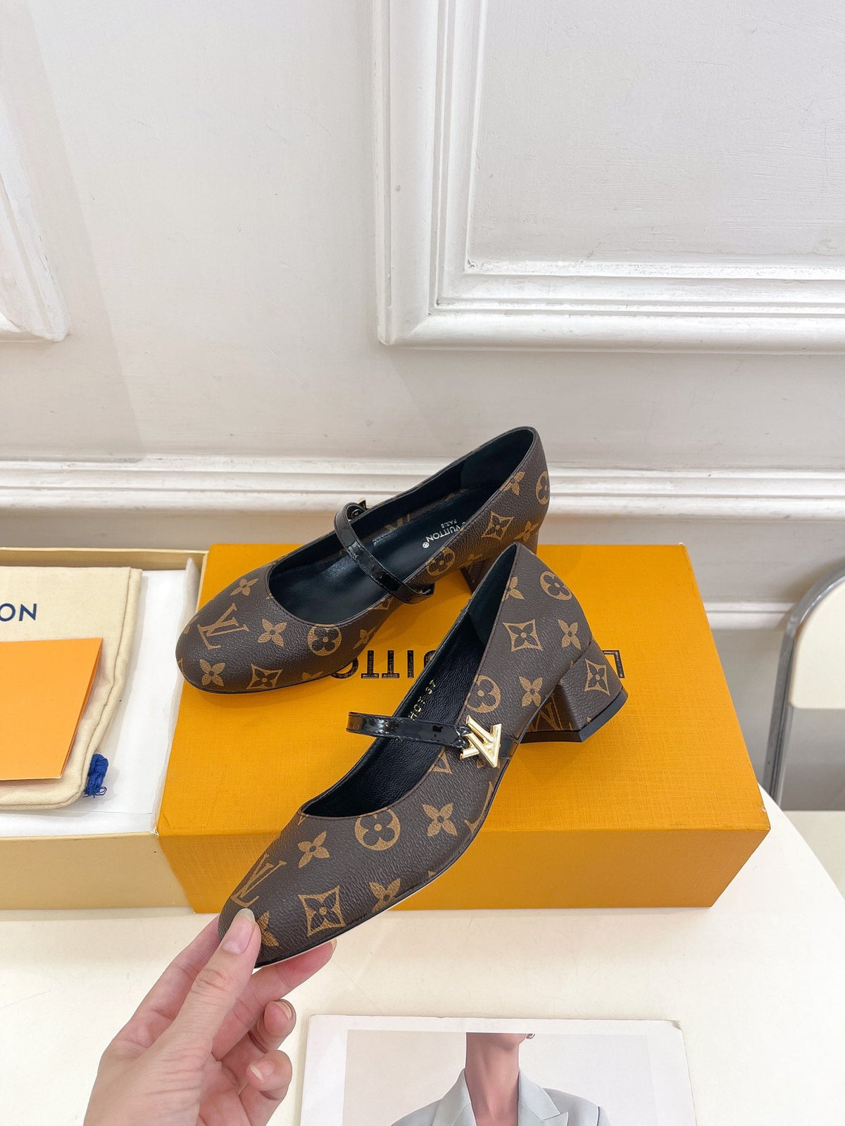 LV WOMEN ROMY HIGH BALLERINA IN CHOCOLATE BROWN MONOGRAM LAMBSKIN