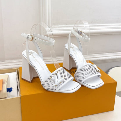 LV WOMEN HIGH SANDAL IN WHITE CALFSKIN