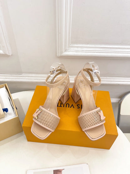 LV WOMEN HIGH SANDAL IN BEIGE CREAM CALFSKIN