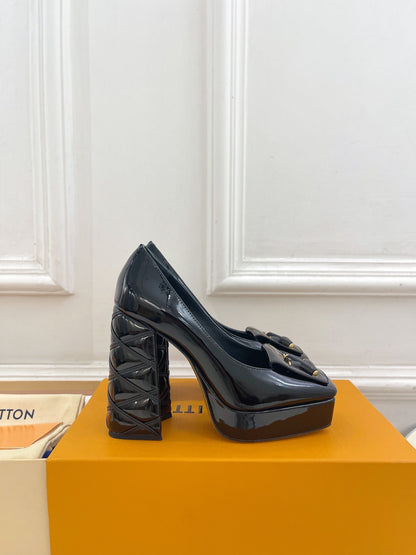 SHAKE MARY JANE HIGH HEEL 12 CM IN BLACK PATENT CALFSKIN