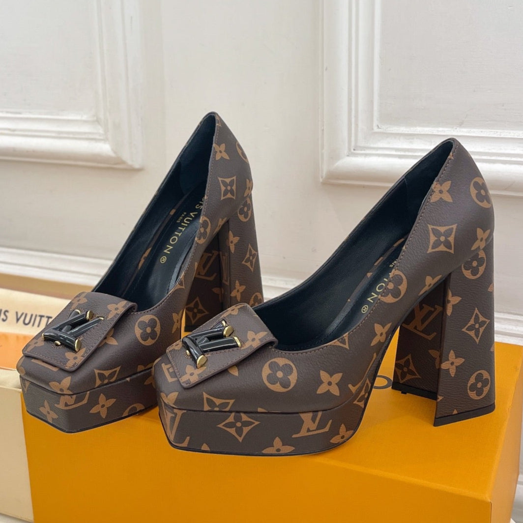SHAKE MARY JANE HIGH HEEL 12 CM IN CHOCOLATE BROWN MONOGRAM CALFSKIN