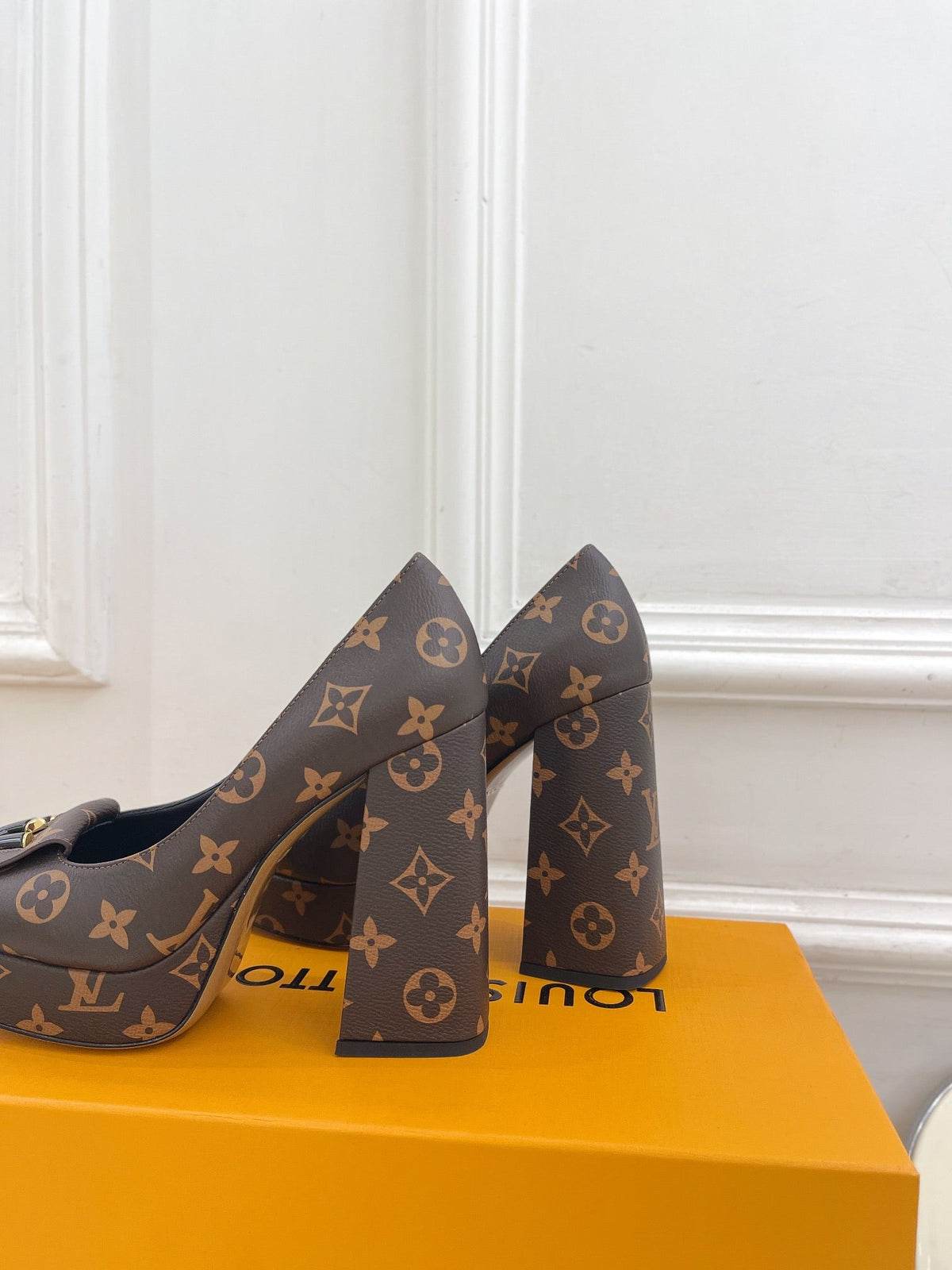 SHAKE MARY JANE HIGH HEEL 12 CM IN CHOCOLATE BROWN MONOGRAM CALFSKIN