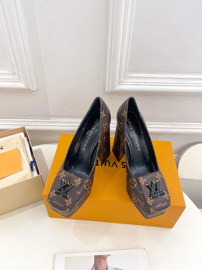 SHAKE MARY JANE HIGH HEEL 12 CM IN CHOCOLATE BROWN MONOGRAM CALFSKIN
