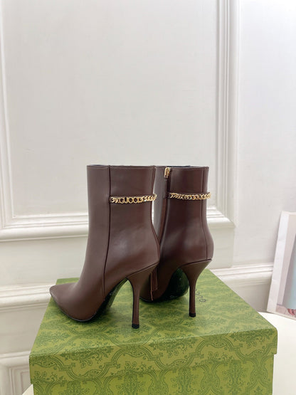 SIGNORIA SHORT BOOTS 10.5CM IN WALNUT BROWN CALFSKIN