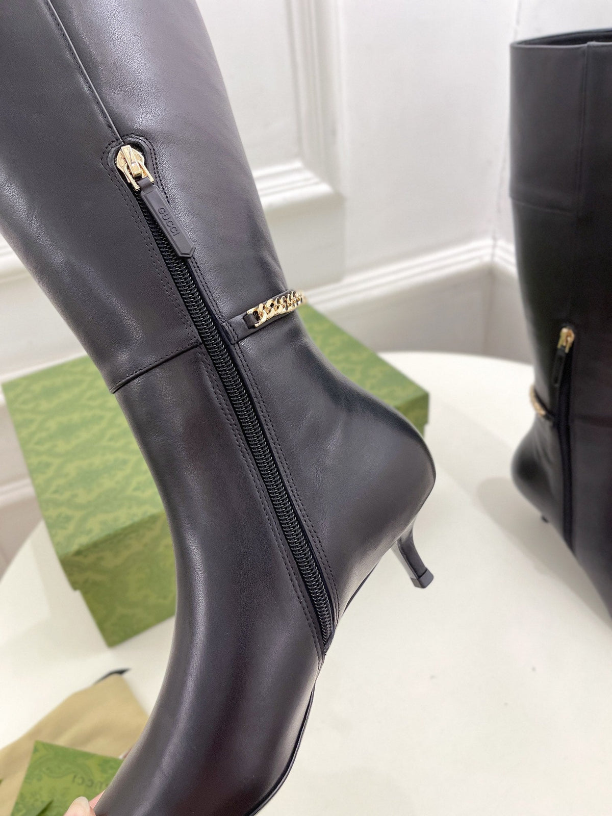 SIGNORIA KNEE BOOTS 4.5CM IN BLACK CALFSKIN