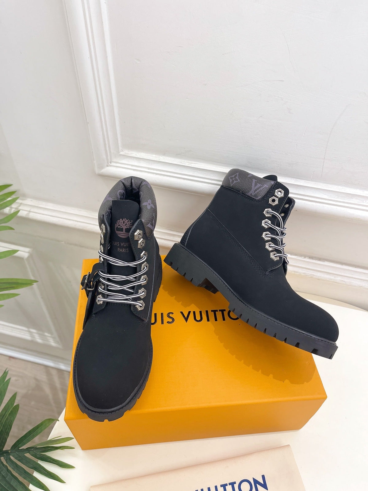 LV X TIMBERLAND MARTIN BOOT IN BLACK SUEDE