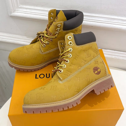 LV X TIMBERLAND MARTIN BOOT IN PEANUT BROWN MONOGRAM SUEDE