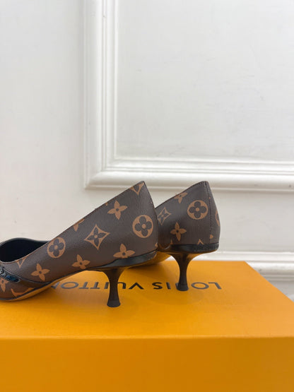 6AM HIGH PUMP 5 CM IN CHOCOLATE BROWN MONOGRAM CALFSKIN