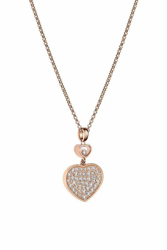 HAPPY HEART NECKLACE PINK GOLD FULL DIAMOND