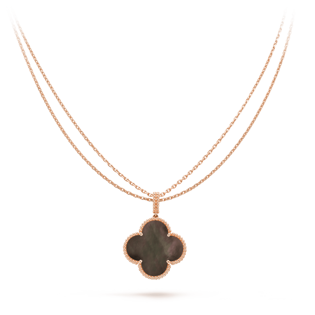 CLOVER GOLD DARK MOP BIG CLOVER NECKLACE