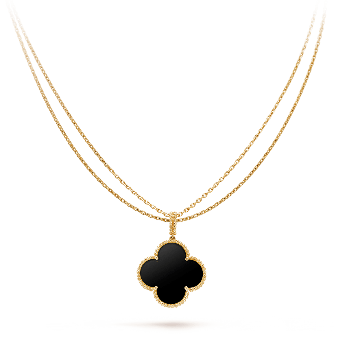 CLOVER GOLD ONYX BIG CLOVER NECKLACE