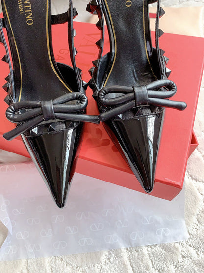 Rockstud High-heels Slingback 10cm Black